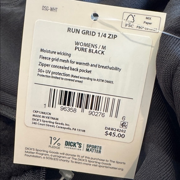 DSG Women's Run Grid 1/4 Zip Jacket Fleece Pullover Black MEDIUM cold gear NWT - Picture 7 of 14
